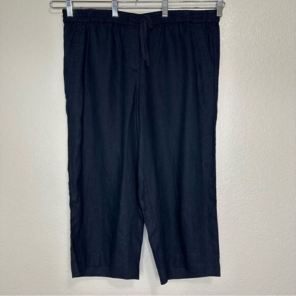 NWT Talbots 100% Linen Black Wide Leg Pants - Picture 1 of 11